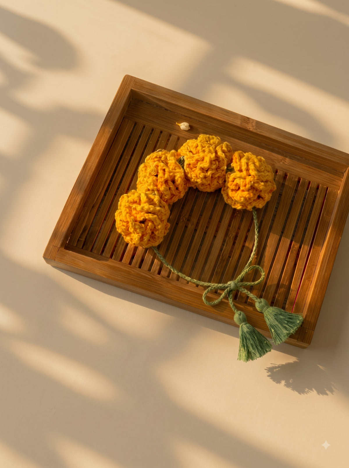 Yellow Marigold Handmade Crochet Gajra | Ideal Never-Wilting Reusable Flower Hair Accessory