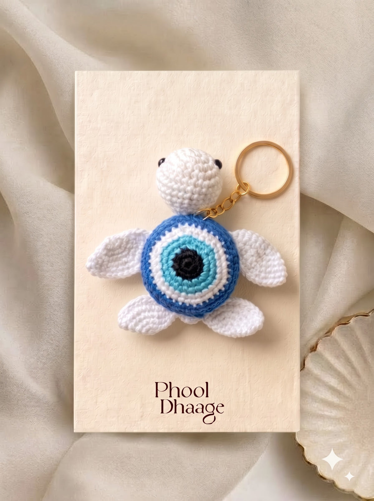 Evil Eye Turtle Handmade Crochet Keychain | Perfect as Bag Charm and Purse Accessory