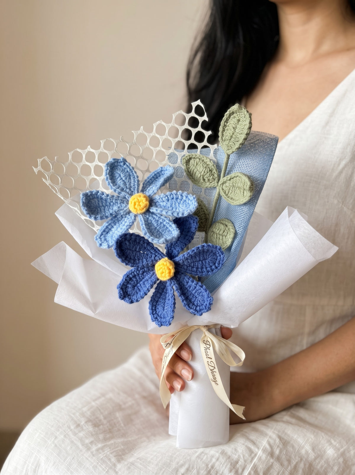 Blue Blossom Handmade Crochet Bouquet | Forever Flowers | Perfect Gift for Birthday and Anniversaries