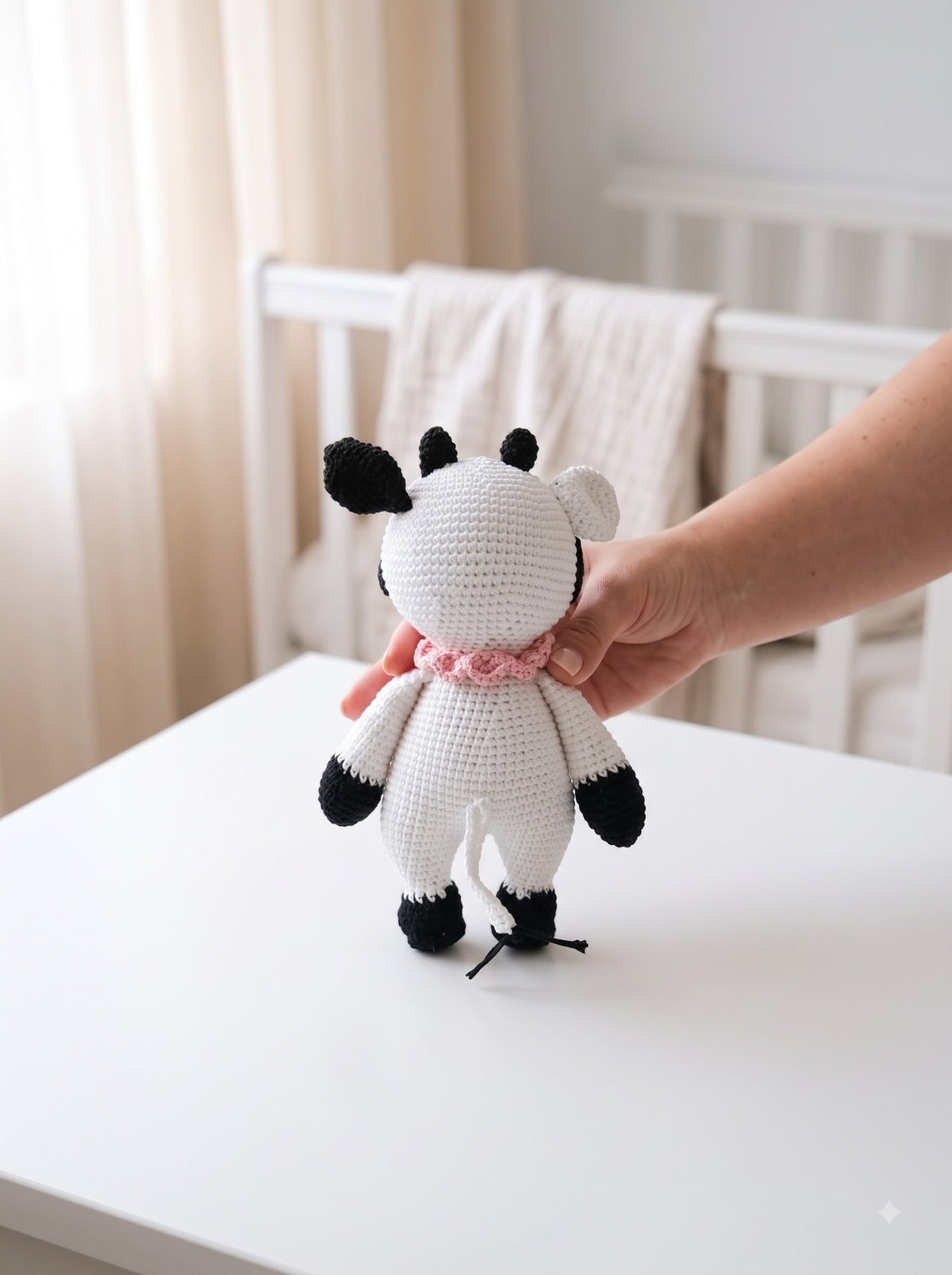 Little Moo Handmade Crochet Toy for Baby | Ideal for Nursery Decor and Baby Crib