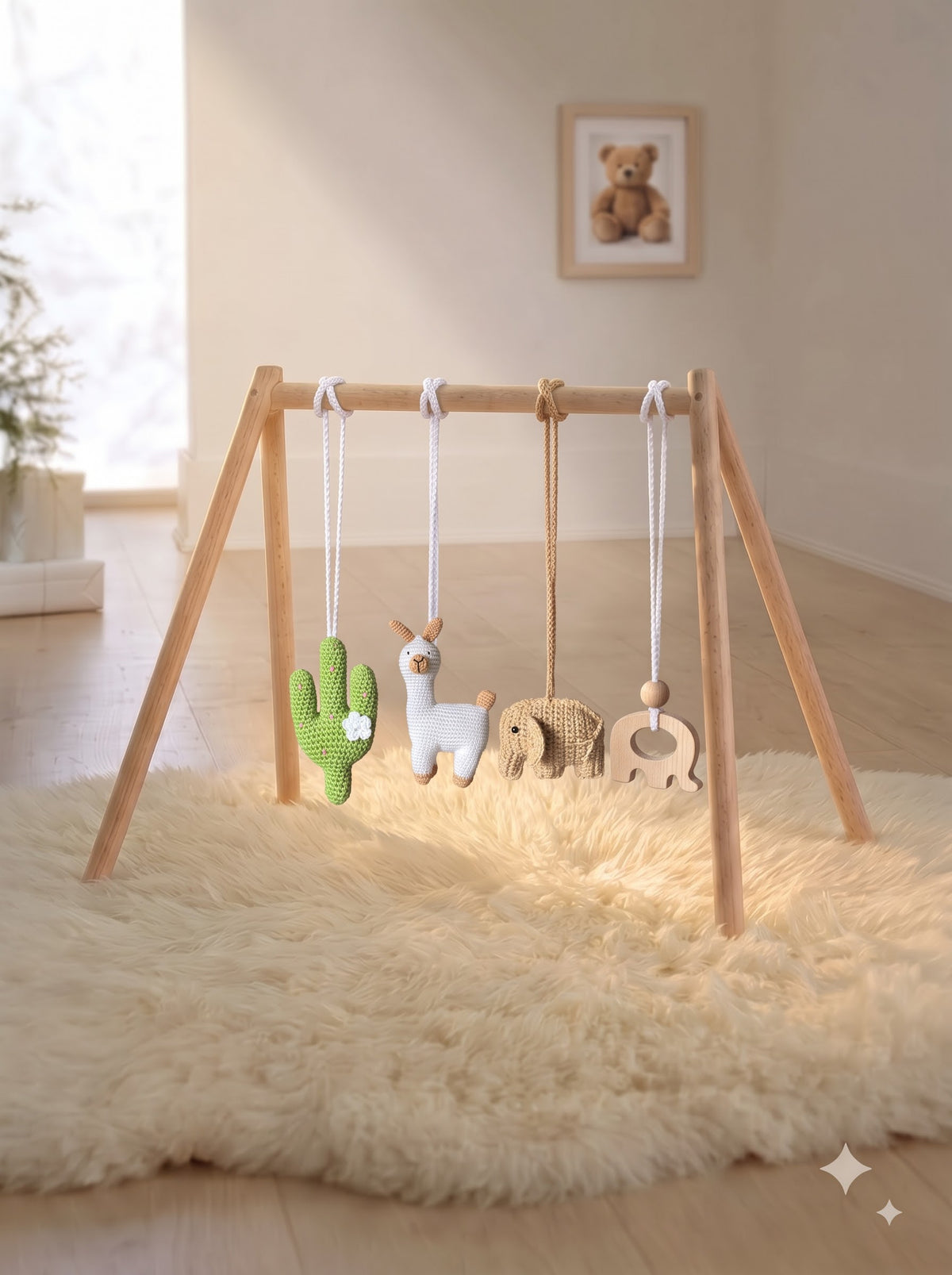 Little Safari Handmade Crochet Baby Gym | Set of 4 | Ideal for Gifting and Cradle Decor