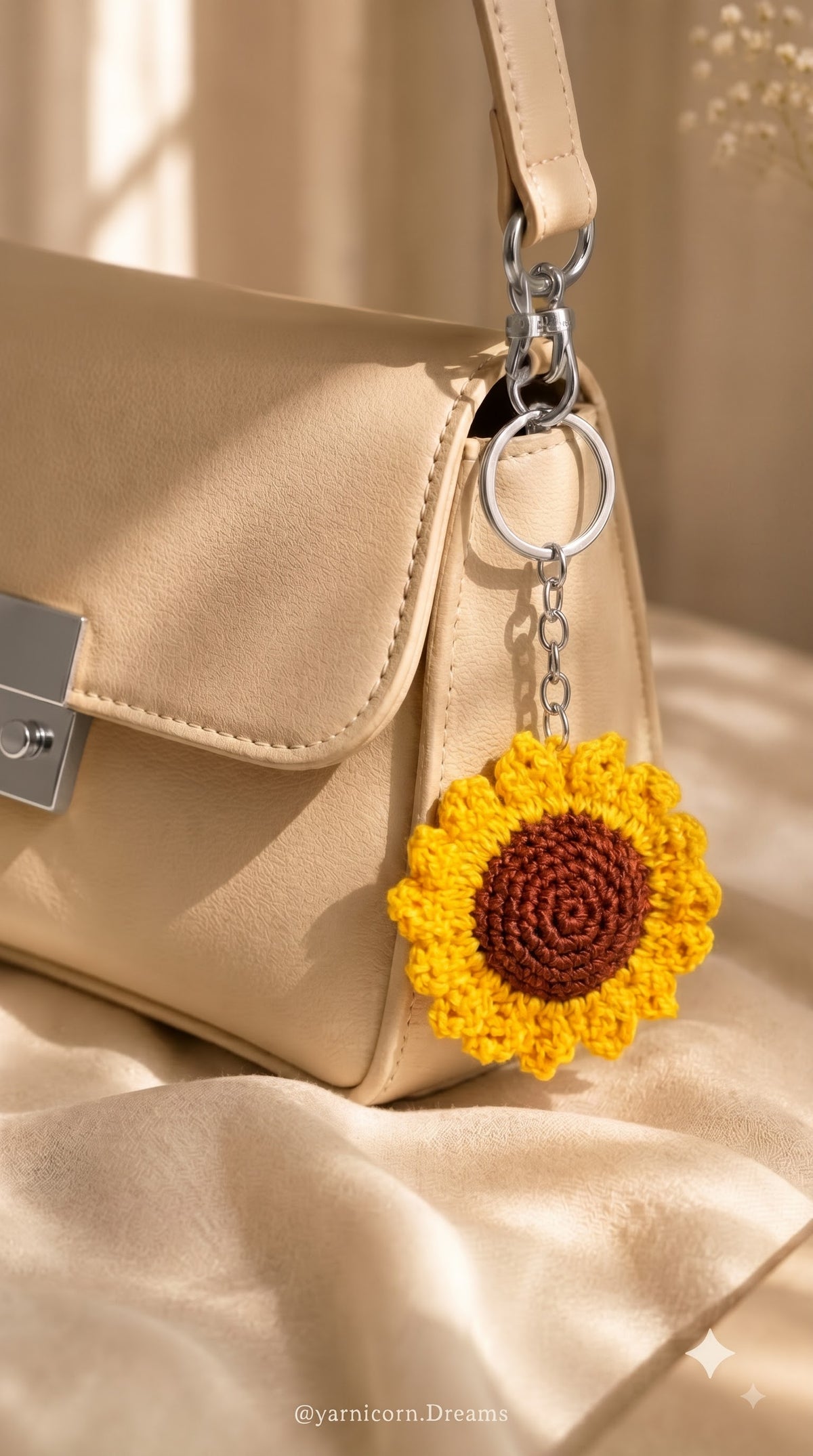Sunshine in Your Pocket Handmade Crochet Keychain | Perfect as Bag Charm and Purse Accessory