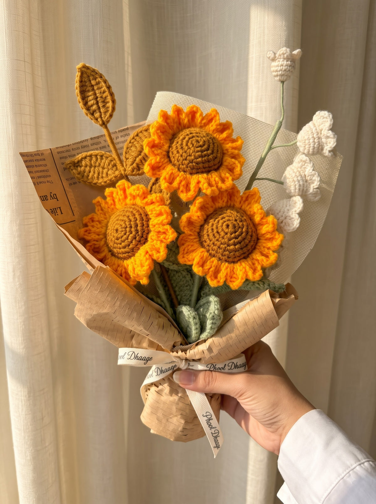 Golden Sunshine Handmade Crochet Bouquet | Forever Flowers | Perfect for Gifting