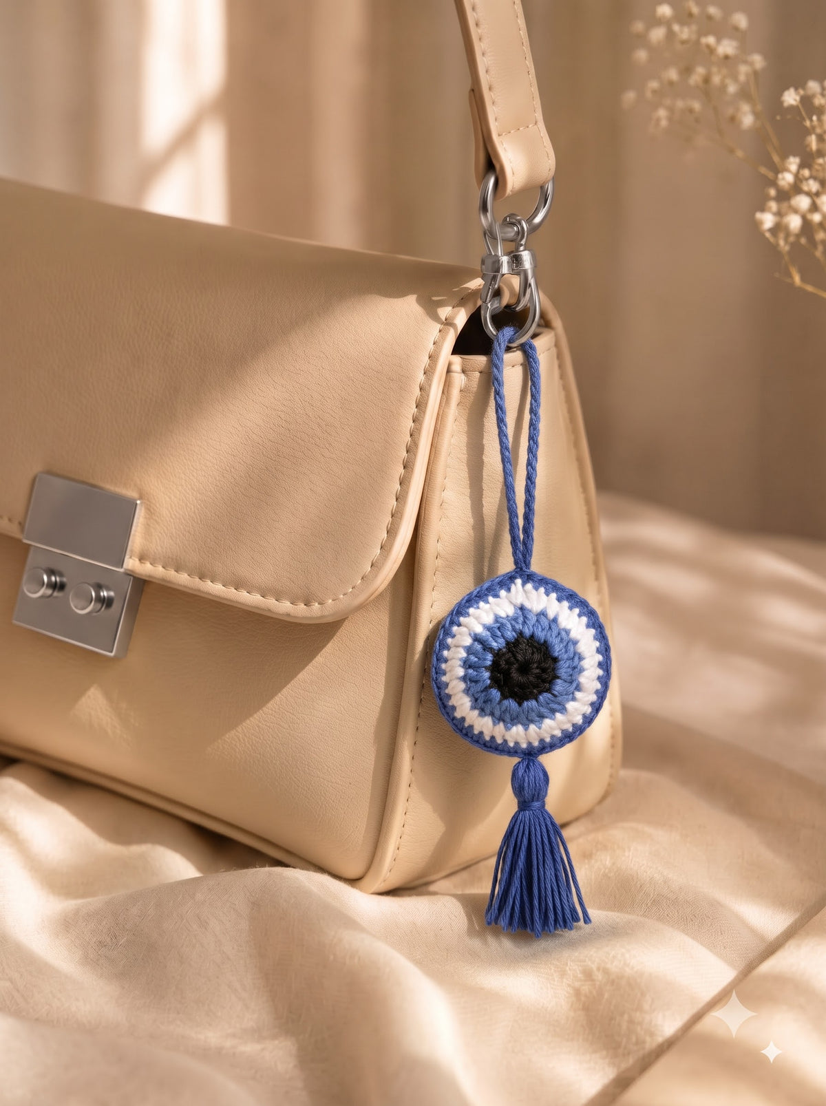Nazar Protection Handmade Crochet Charm | Ideal as Car and Keychain Accessory and Backpack Decoration