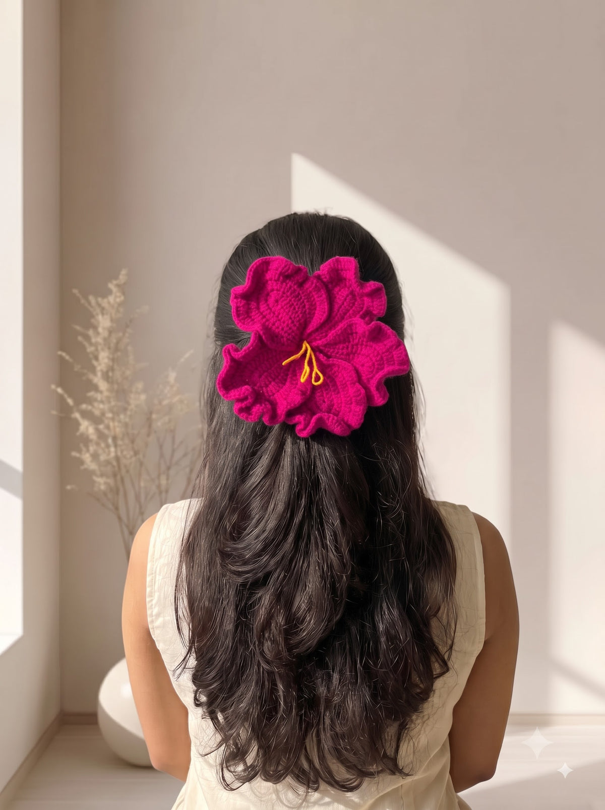 Hibiscus Handmade Crochet Hair Tie | XL Flower Hair Tie | Perfect as Everyday Hair Accessory