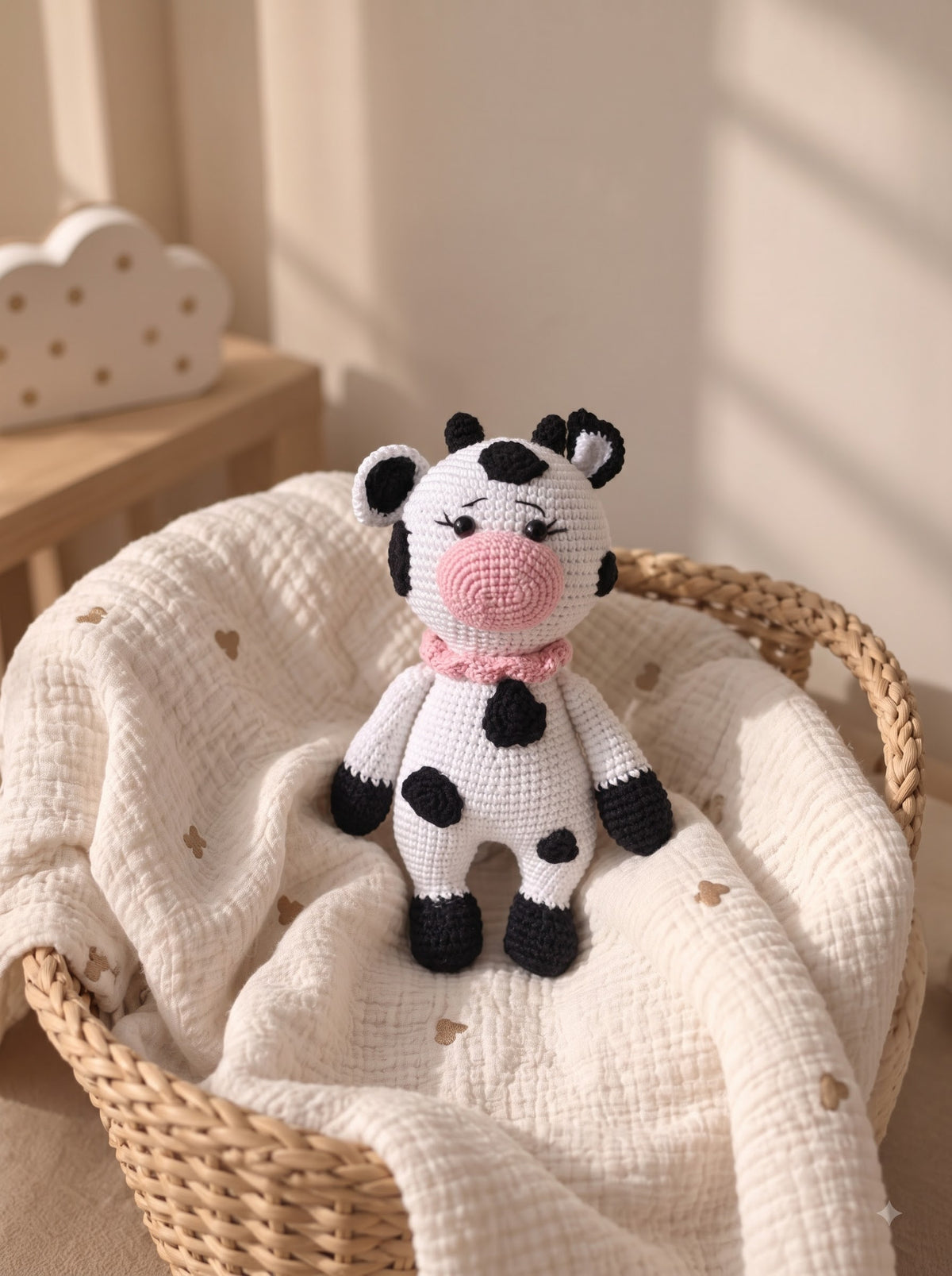 Little Moo Handmade Crochet Toy for Baby | Ideal for Nursery Decor and Baby Crib