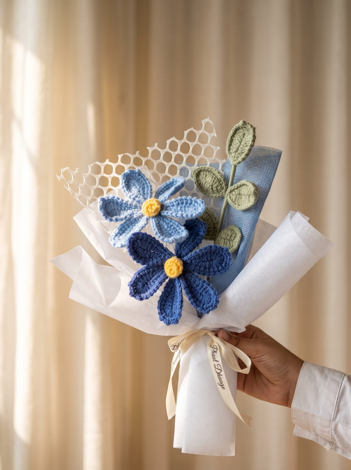 Blue Blossom Handmade Crochet Bouquet | Forever Flowers | Perfect Gift for Birthday and Anniversaries