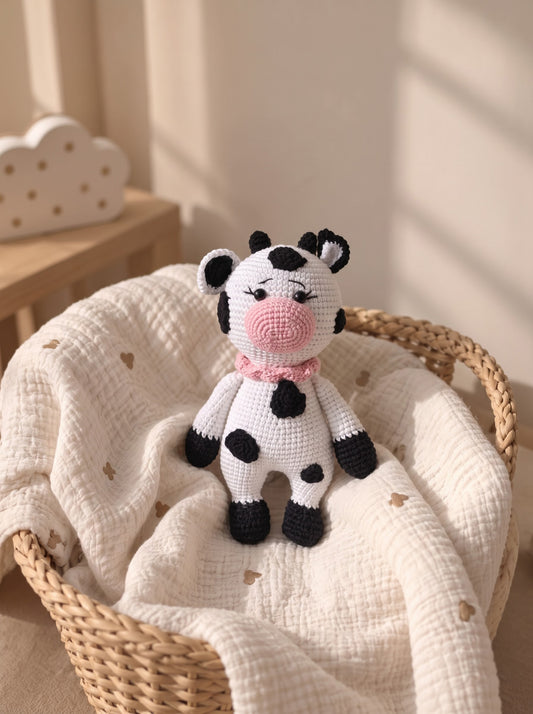 Little Moo Handmade Crochet Toy for Baby | Ideal for Nursery Decor and Baby Crib