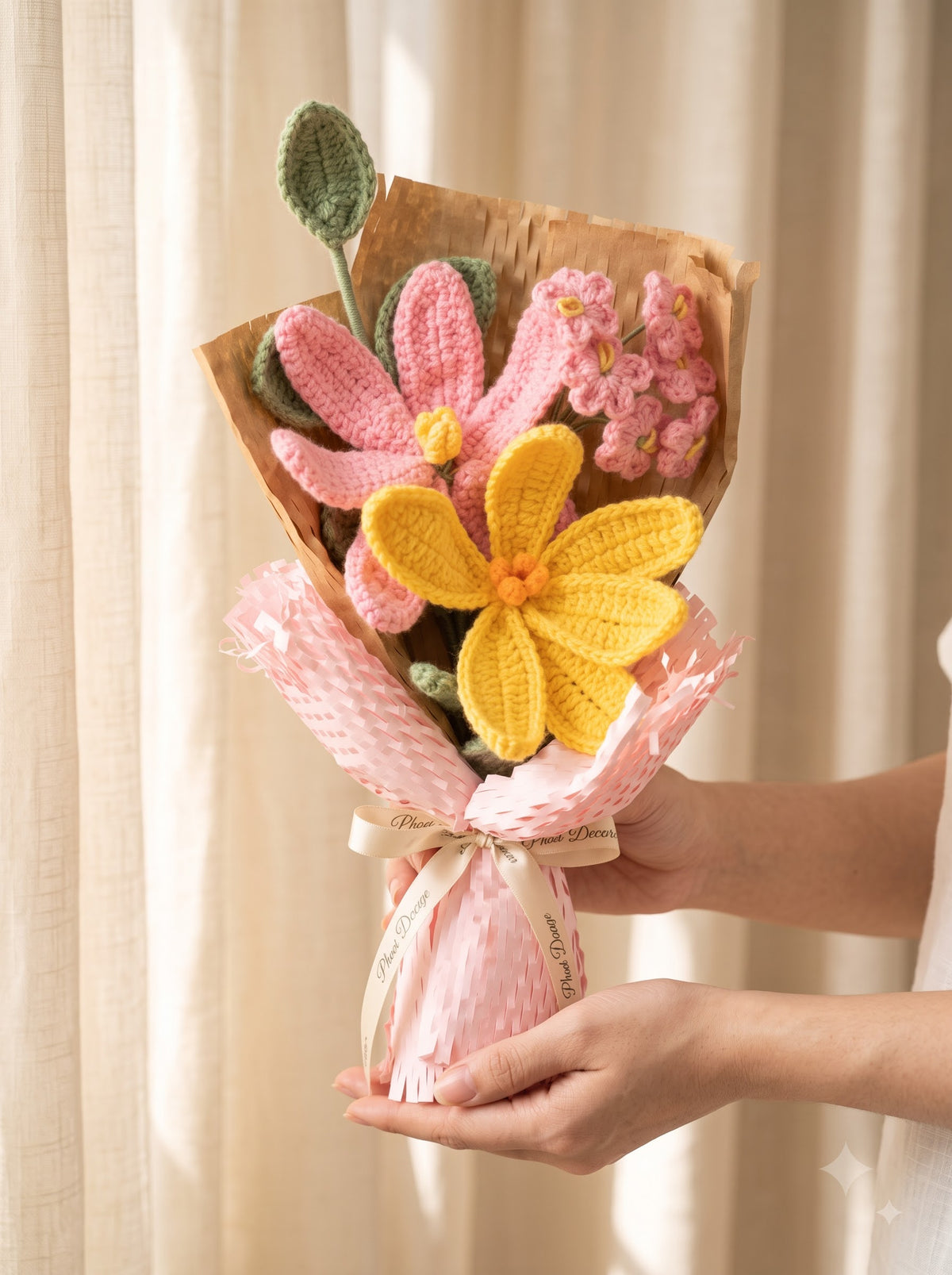 Pink Whispers Handmade Crochet Bouquet | Everlasting Flowers | Perfect for Gifting