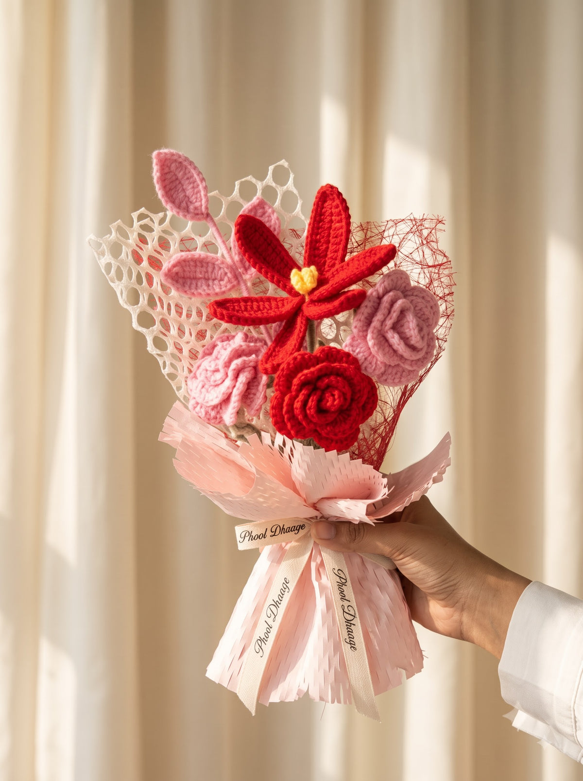 Blush Bliss Handmade Crochet Bouquet | Everlasting Flowers | Perfect for Gifting