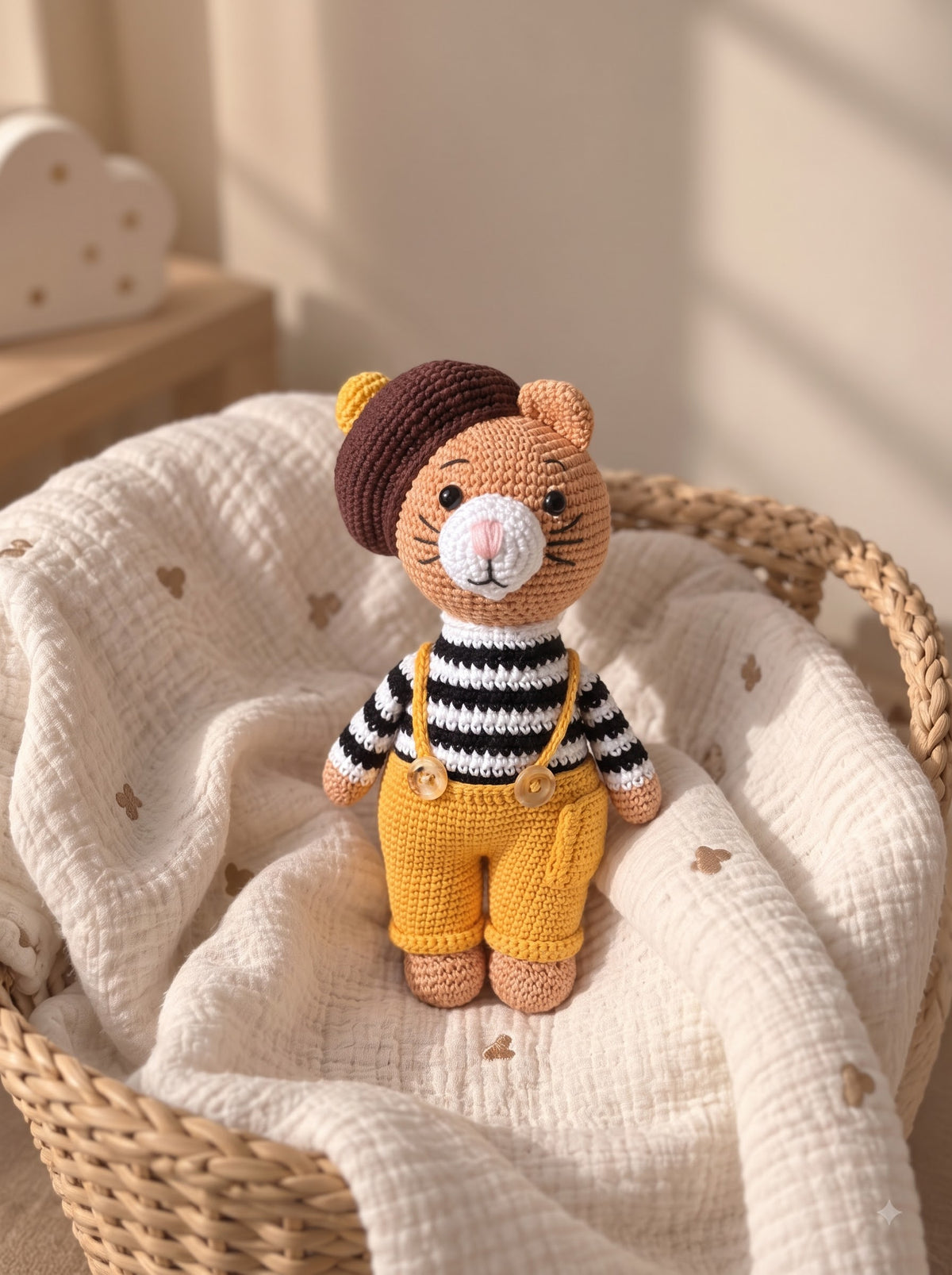 Milo the Cat Handmade Crochet Toy for Baby | Ideal for Nursery Decor and Baby Crib