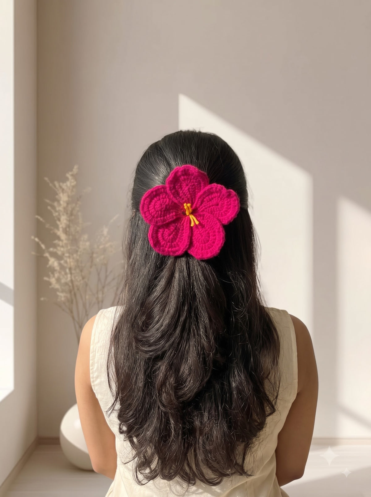 Hibiscus Handmade Crochet Hair Tie | Regualr Flower Hair Tie | Perfect as Everyday Hair Accessory