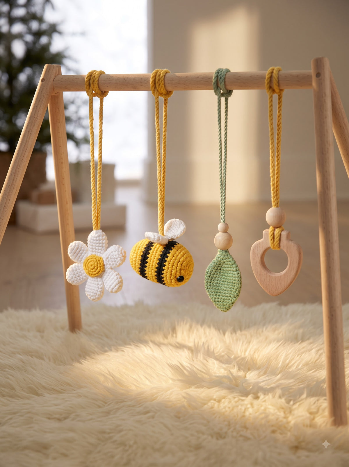 Sunlit Meadow Handmade Crochet Baby Gym | Set of 4 | Perfect Gift for Baby Shower and Nursery Decor