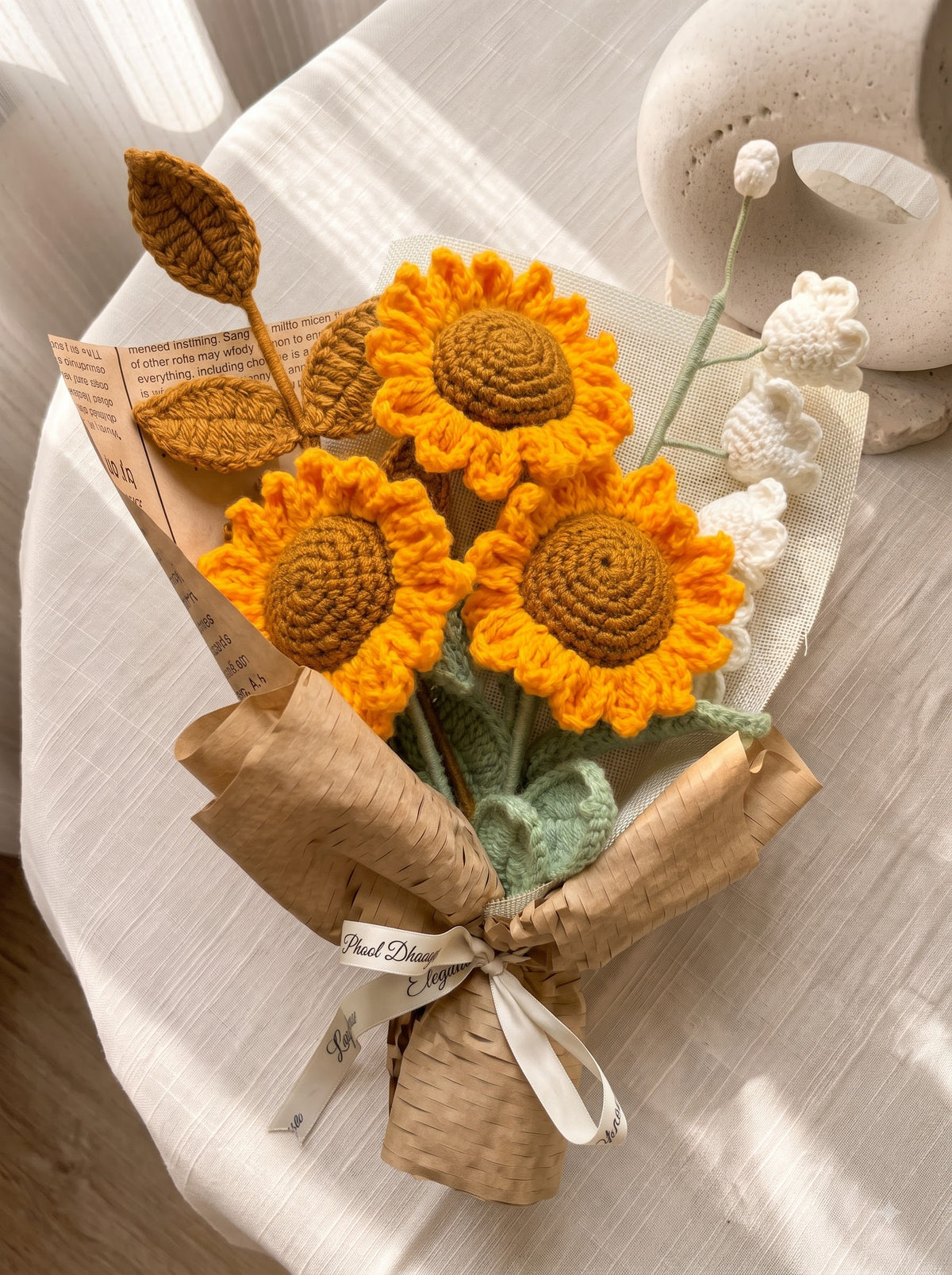Golden Sunshine Handmade Crochet Bouquet | Forever Flowers | Perfect for Gifting