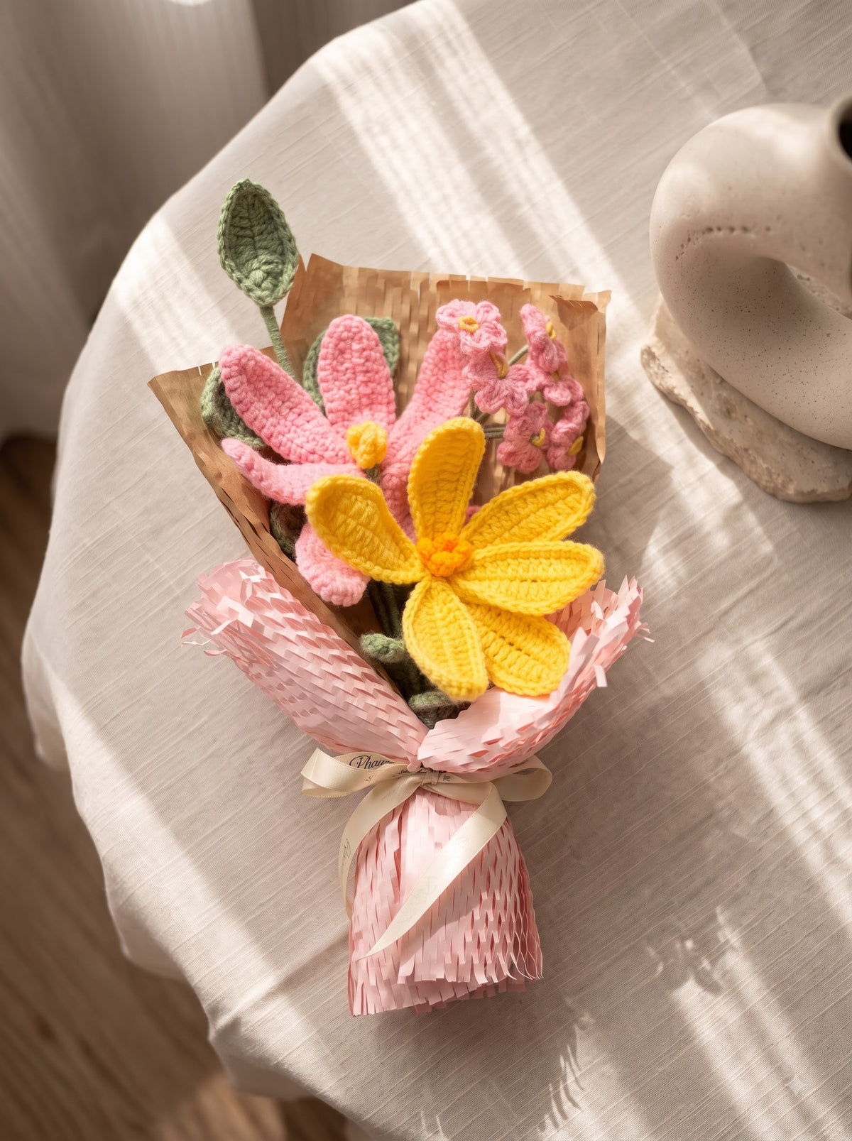 Pink Whispers Handmade Crochet Bouquet | Everlasting Flowers | Perfect for Gifting