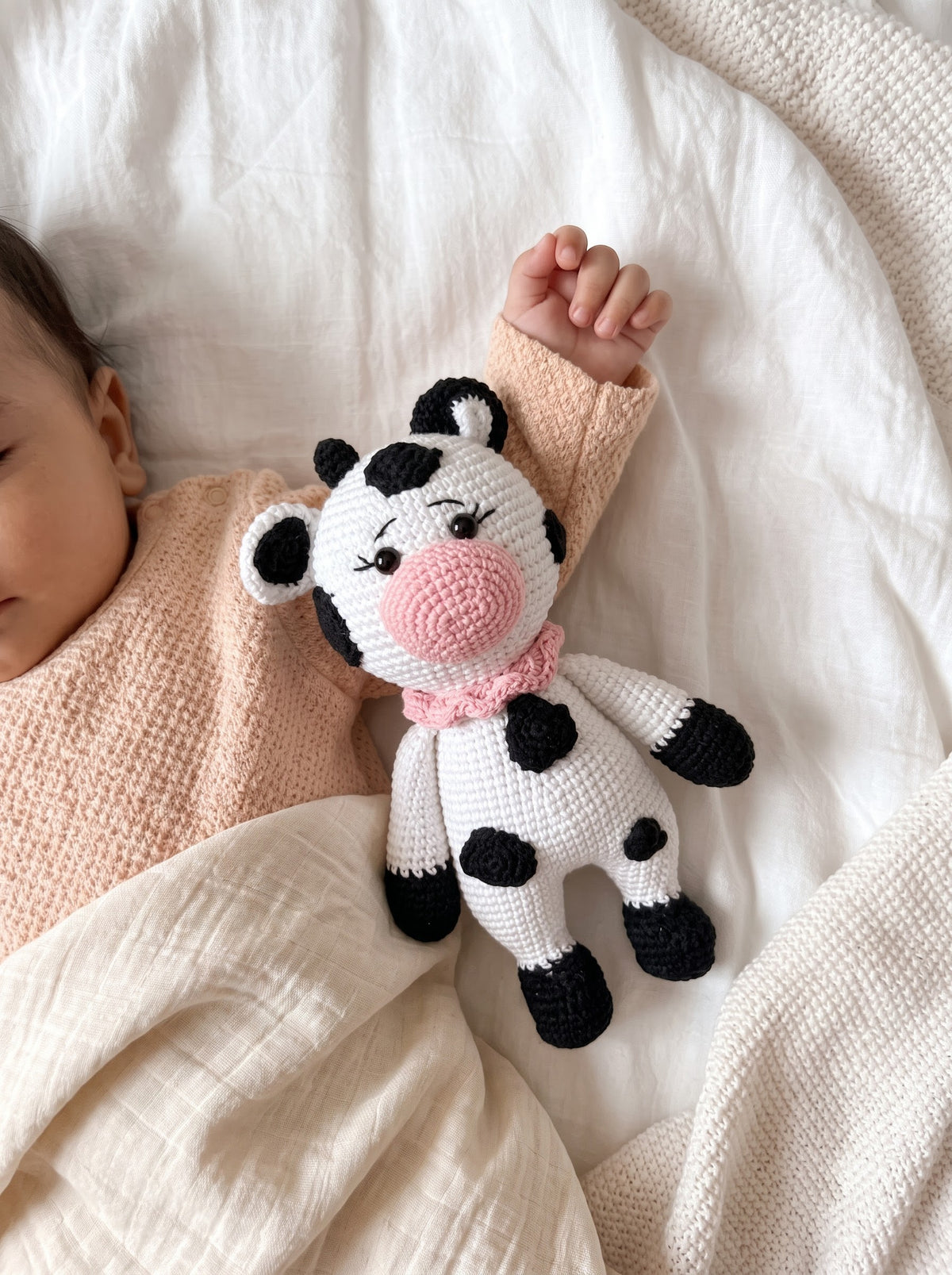 Little Moo Handmade Crochet Toy for Baby | Ideal for Nursery Decor and Baby Crib