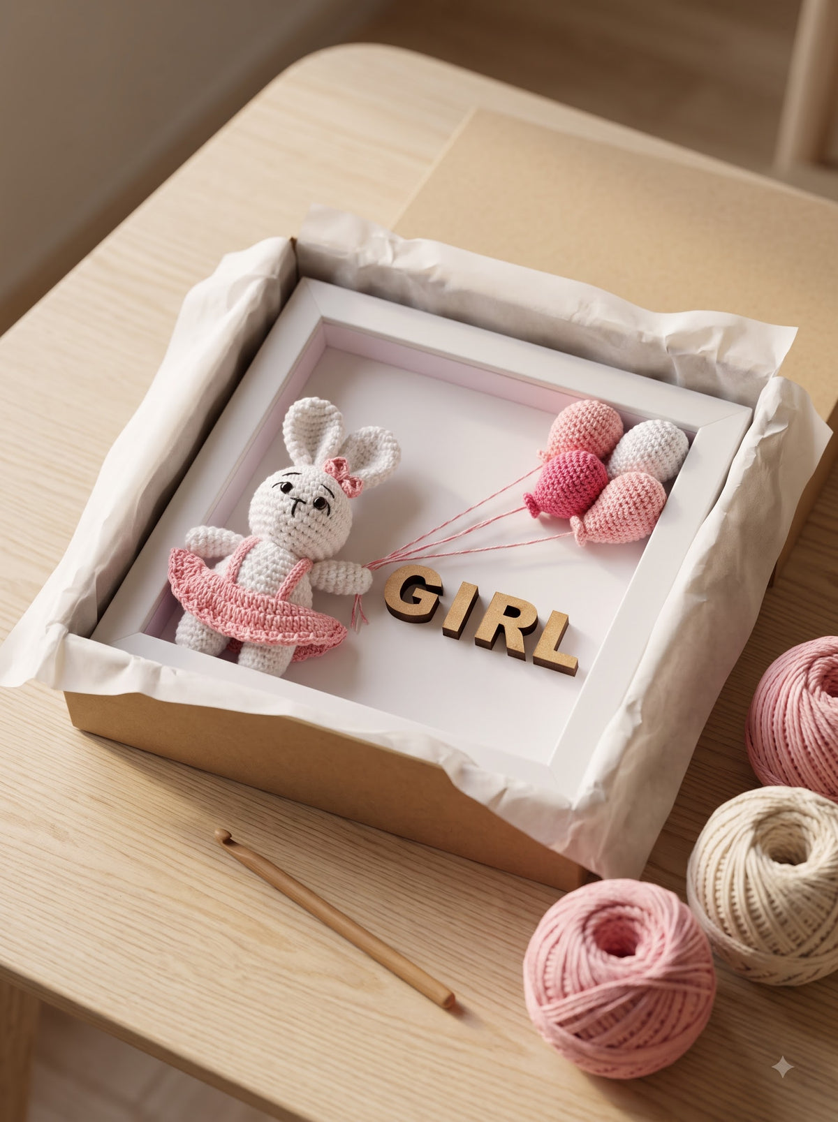 Tiny Treasures Girl Shadow Box | Perfect for Nursery Wall Decor, Baby Announcement Display and Baby Shower Gift