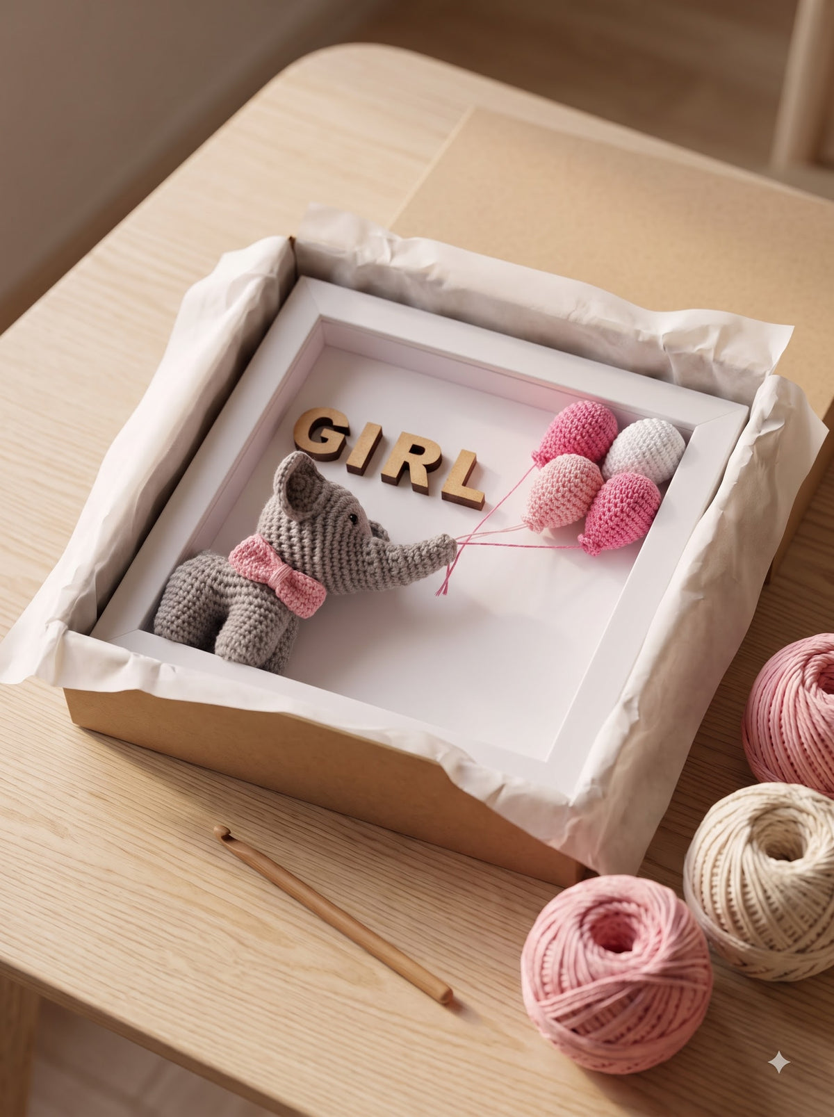 Tiny Trove Girl Shadow Box | Perfect for Nursery Wall Decor, Baby Announcement Display and Baby Shower Gift