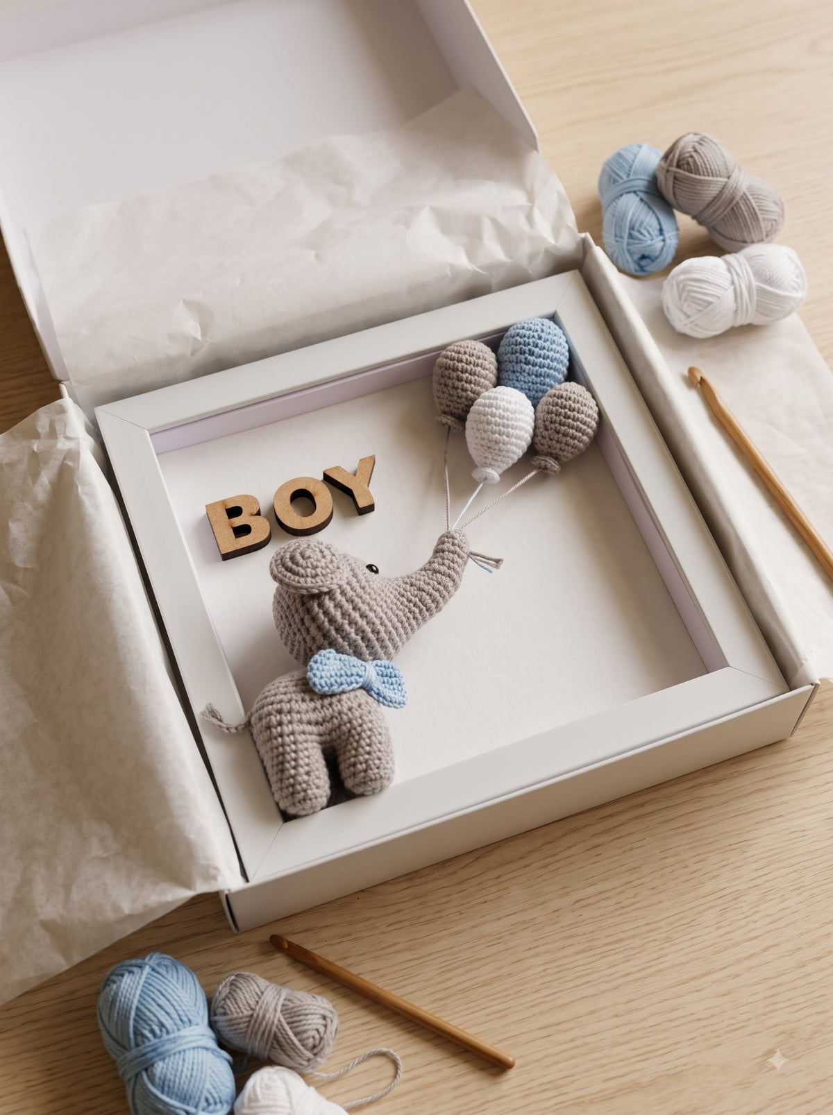 Tiny Miracle Boy Shadow Box | Perfect for Nursery Wall Decor, Baby Announcement Display and Baby Shower Gift