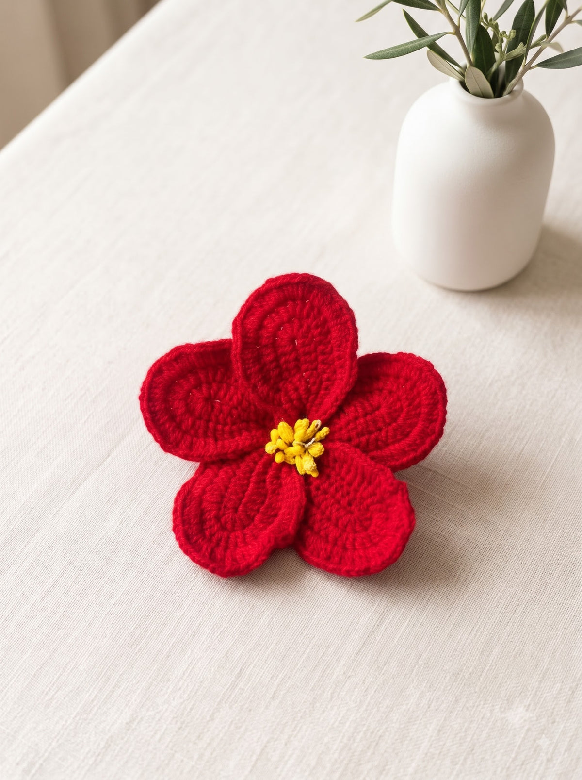 Red Handmade Crochet Hair Tie | Regualr Flower Hair Tie | Perfect as Everyday Hair Accessory