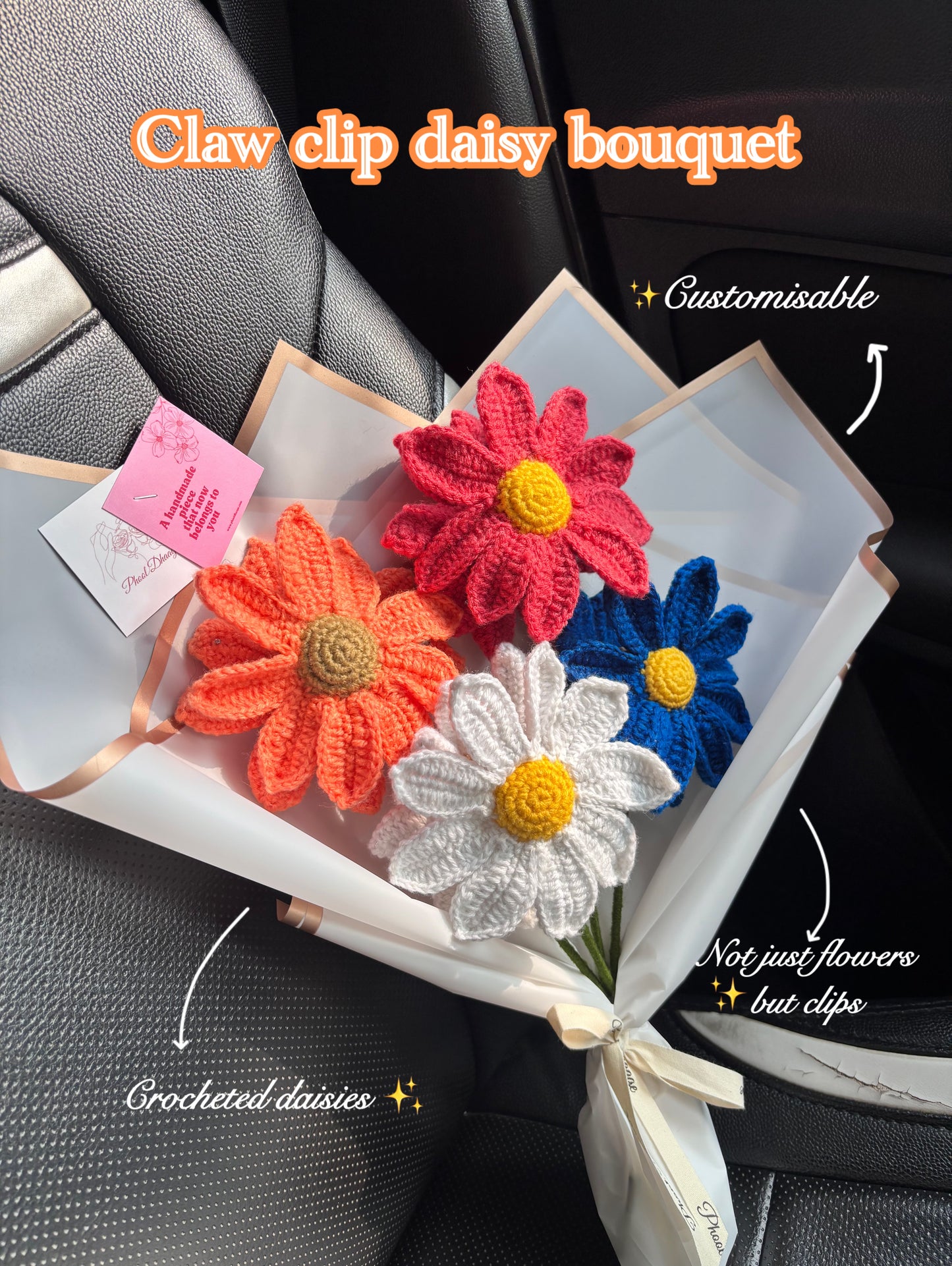 Claw clip daisy bouquet