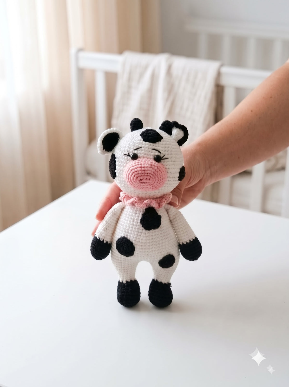 Little Moo Handmade Crochet Toy for Baby | Ideal for Nursery Decor and Baby Crib