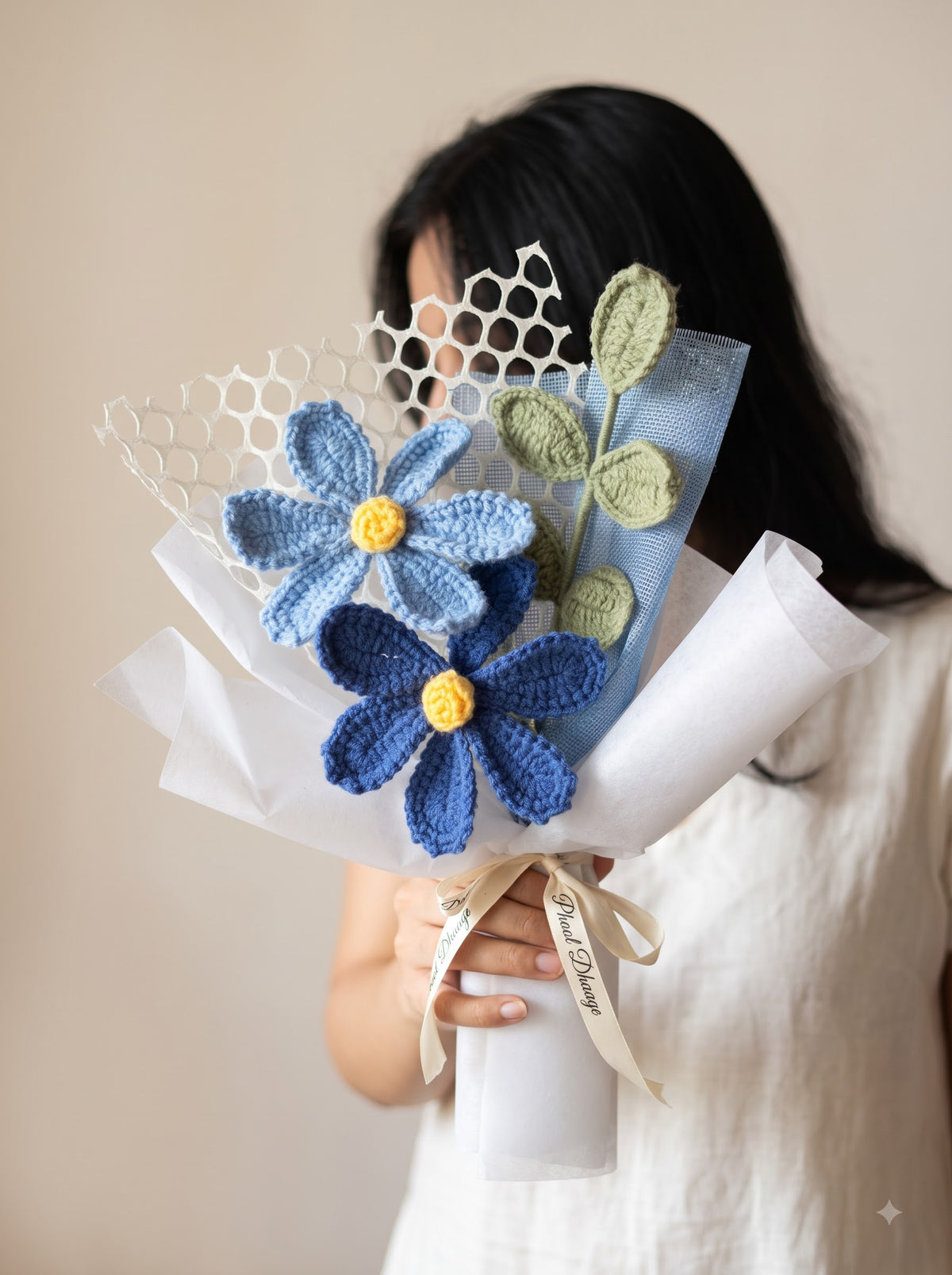 Blue Blossom Handmade Crochet Bouquet | Forever Flowers | Perfect Gift for Birthday and Anniversaries