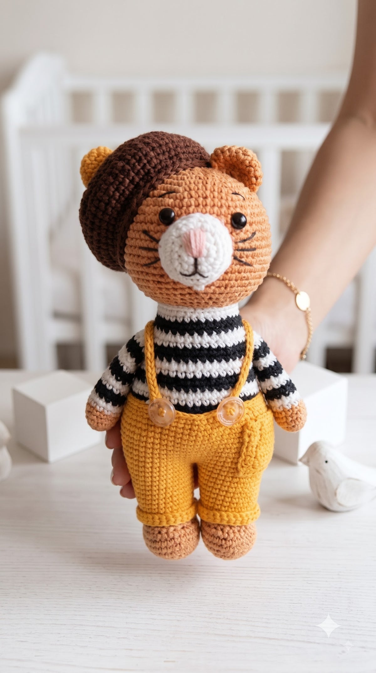 Milo the Cat Handmade Crochet Toy for Baby | Ideal for Nursery Decor and Baby Crib