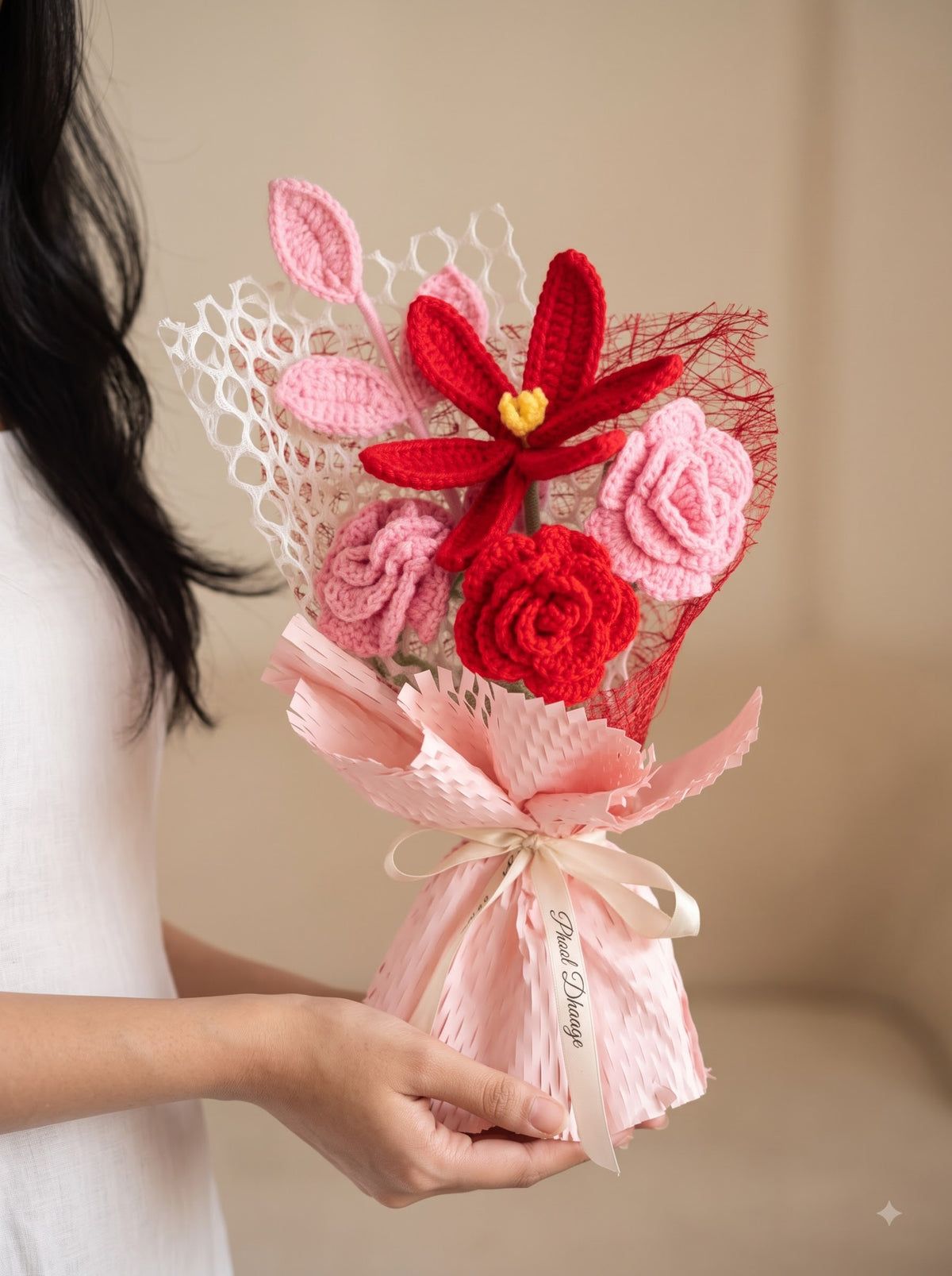 Blush Bliss Handmade Crochet Bouquet | Everlasting Flowers | Perfect for Gifting