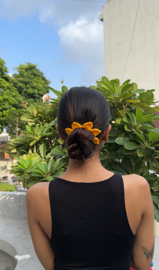 Sunflower bun scrunchie