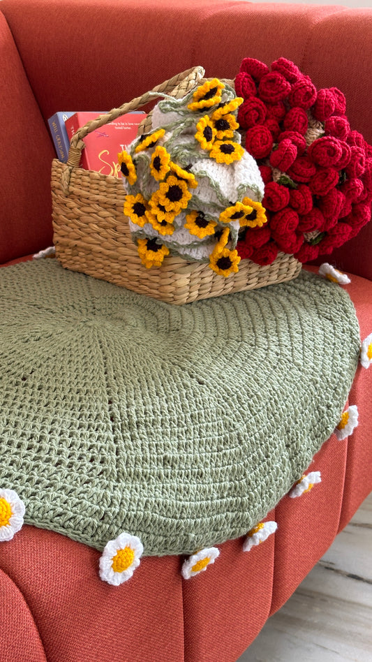 Daisy flower bouquet blanket