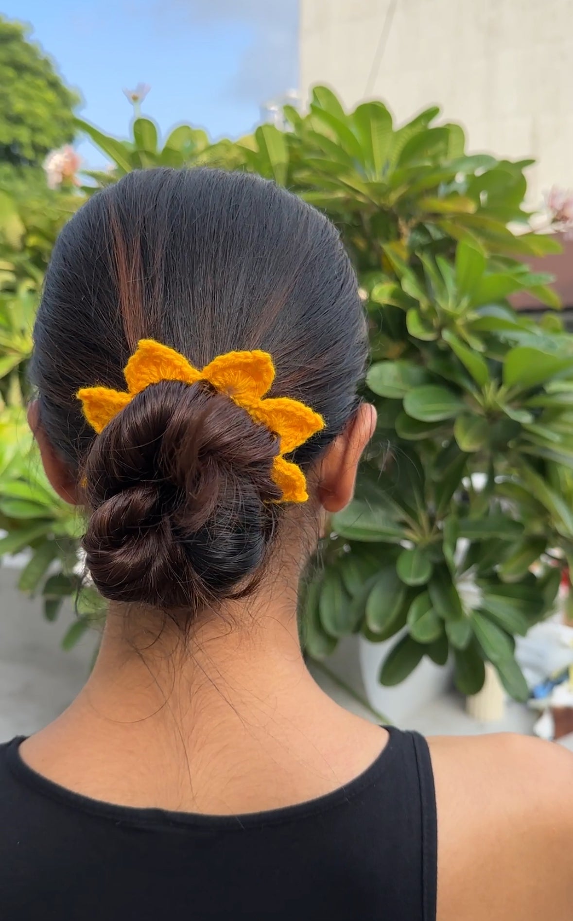 Sunflower bun scrunchie